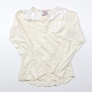 Real Love girls cream crochet long sleeve top